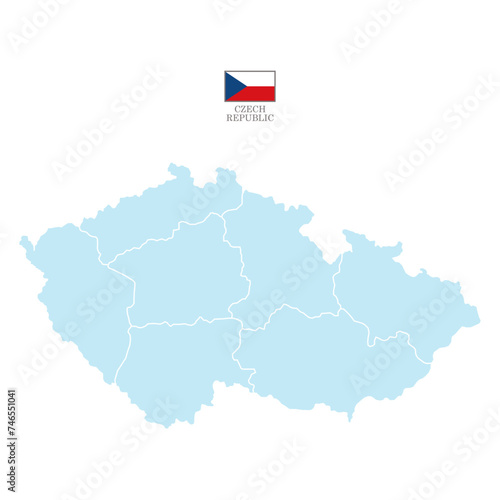 czech republic color map background with states. map isolated on white background with flag. Vector illustration map europe aqua blue pastel