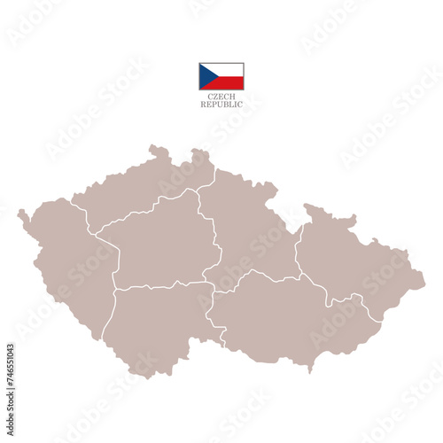 czech republic color map background with states. map isolated on white background with flag. Vector illustration map europe mocha brown pastel