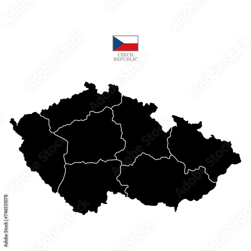 czech republic map background with states. map isolated on white background with flag. Vector illustration map europe