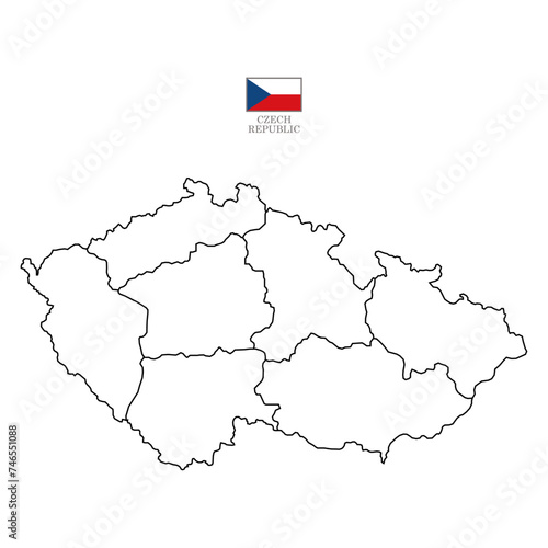 czech republic map background with states. map isolated on white background with flag. Vector illustration map europe