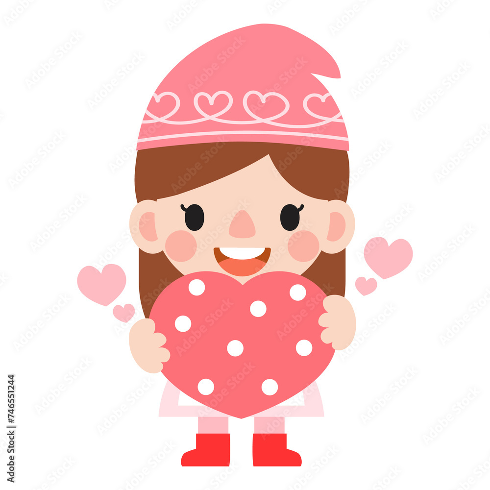 Obraz premium Gnomes Valentine's day with hearts Clipart, Gnomes Love, sweet gnomes for valentine day. Romantic Valentine Gnome