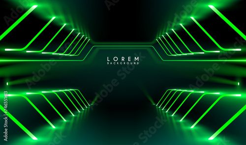 Neon green light lines background