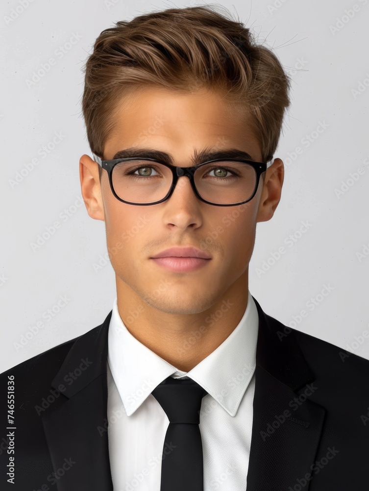 Young Man in Glasses and Suit