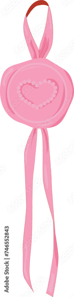 Pink coquette wax seal stamp with bow and ribbon. Y2k girly aesthetic Pink coquette wax seal stamp with bow and ribbon. Y2k girly aesthetic