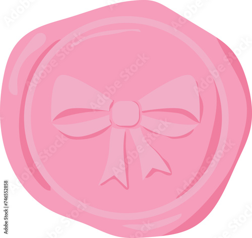 Pink coquette wax seal stamp with bow. Y2k girly aesthetic