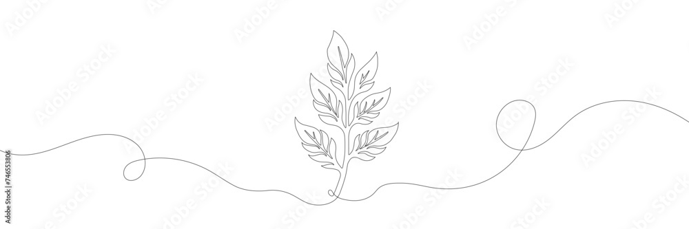 Continuous one line leaf. Vector illustration. Continuous one line leaf. Vector illustration.