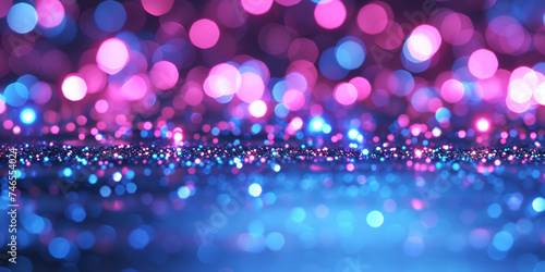 Sparkling Bokeh Lights Background. Shimmering pink and blue bokeh lights for festive backdrop.