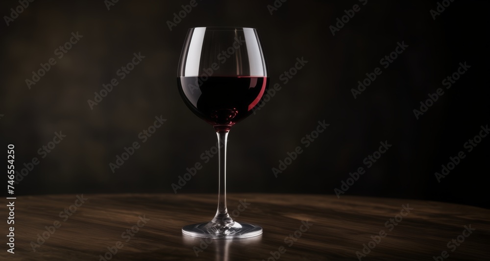  Elegance in a glass - A single red wine on a table