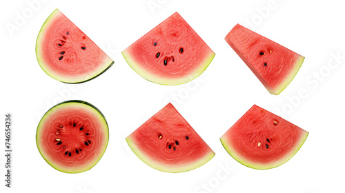 Watermelon Slice on Transparent Background - Juicy Fruit for Summer Snacking, Top View Digital Art