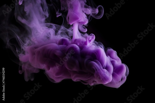 AI-generated image shows a black background with abstract purple smoke, purple smoke against a dark backdrop, wallpaper with a background of abstract smoke, violet smoke, 