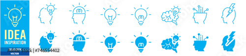 inspiration idea icons collection set editable stroke vector