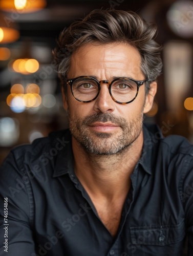 Man With Glasses and Black Shirt