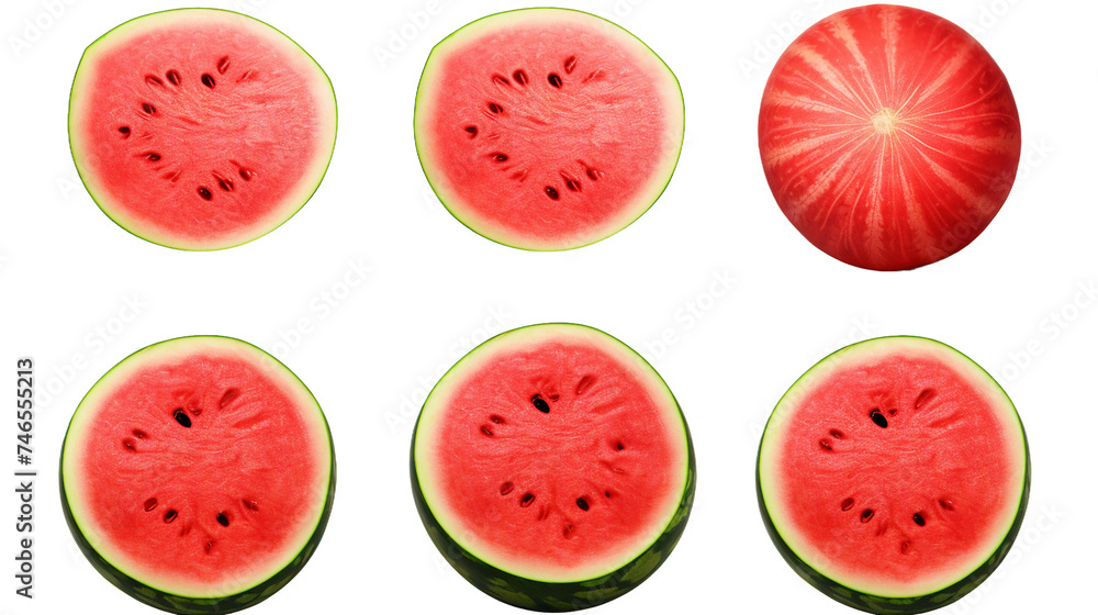 Watermelon Slice on Transparent Background - Juicy Fruit for Summer Snacking, Top View Digital Art