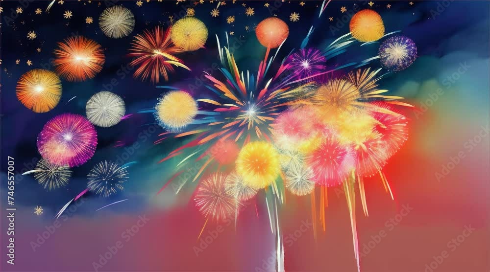 Night Sky Fireworks Celebration Illustration Night Sky Fireworks Celebration Illustration