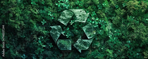 Recycle sign background: Symbolic of world protection, ecological balance, and zero carbon emissions.