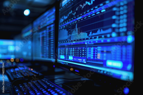 Wallpaper Mural Computer glowing forex index chart with grid on blurry background. Market, finance. AI Generated Torontodigital.ca