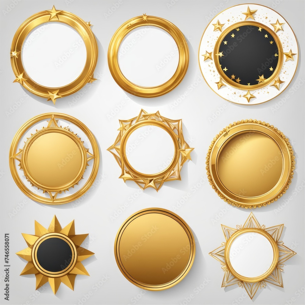 Collection of Ornate Golden Frames with Star Collection of Ornate Golden Frames with Star