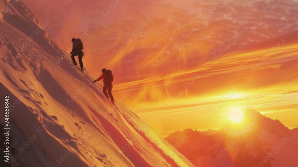 silhouette climbers manage to ascend to the summit a mountain sunset after hard teamwork,reaping the rewards collaboration to achieve common goals and accomplishments, attaining success through effort silhouette climbers manage to ascend to the summit a mountain sunset after hard teamwork,reaping the rewards collaboration to achieve common goals and accomplishments, attaining success through effort