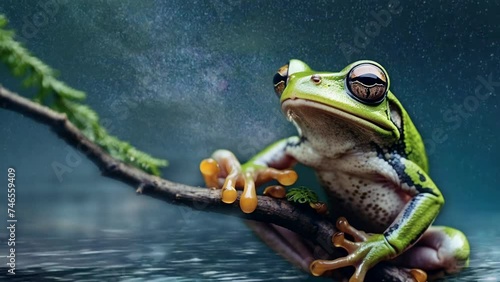 animated frog at night photo