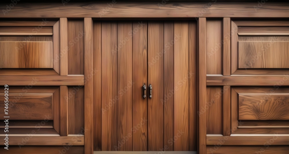 Elegant wooden door with intricate design Elegant wooden door with intricate design