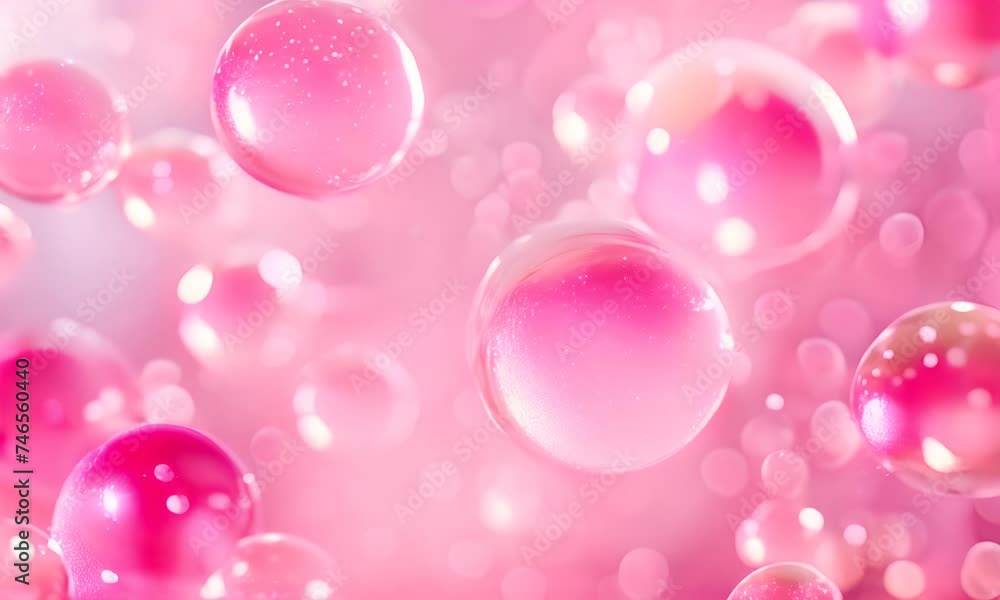 Pink bubbles on a light background with bokeh. The concept of lightness and playfulness. Pink bubbles on a light background with bokeh. The concept of lightness and playfulness.