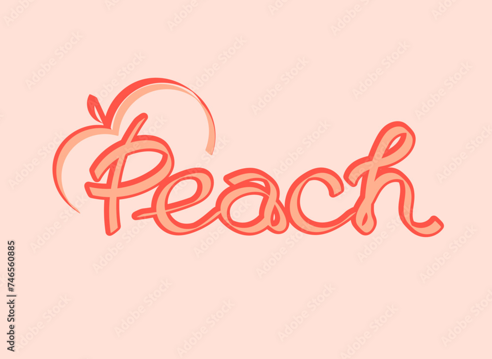 lettering for peach logo with peach element for bakery business, cafe, cafeteria, sweets shop lettering for peach logo with peach element for bakery business, cafe, cafeteria, sweets shop