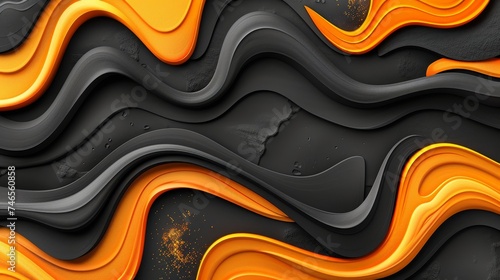 Energetic 3d abstract background featuring vivid bright black and orange color tones photo