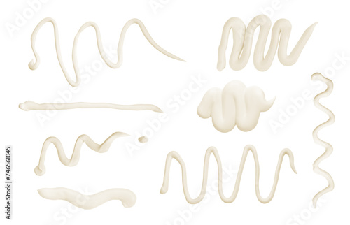 Tasty mayonnaise sauce isolated on white, top view