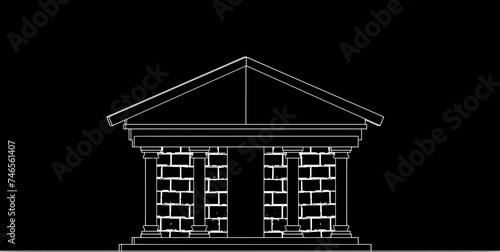 2D Vector Graphic of Temple of Athena