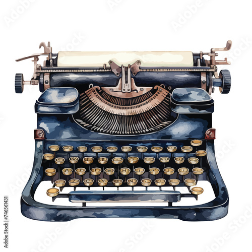 Watercolor Victorian Typewriter Clipart