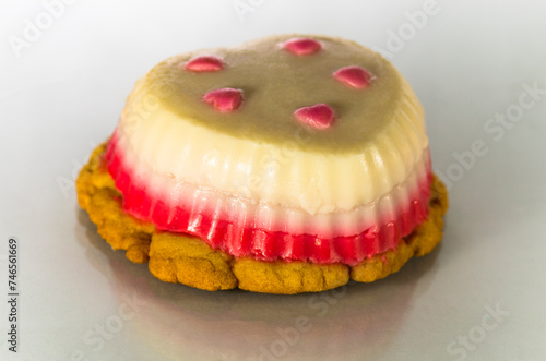 One mousse cookie, on a gray background