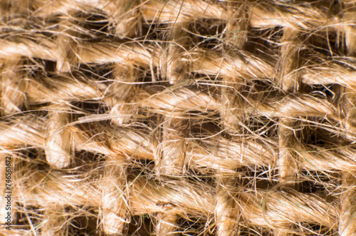 Closeup of burlap fabric, background, texture