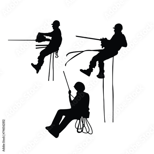 silhouette of  woodcutter climber