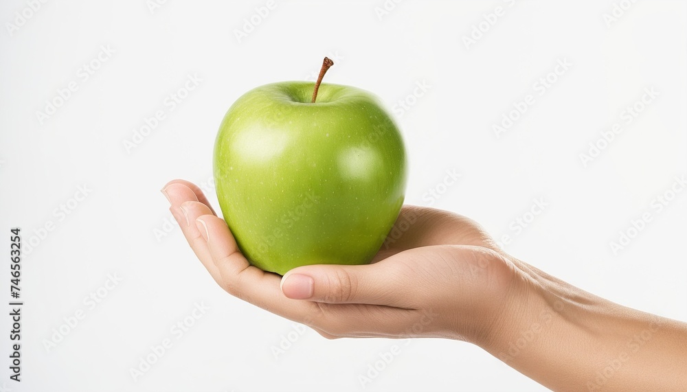 Apple in Hand Against White Background: Perfect for Health Themes Apple in Hand Against White Background: Perfect for Health Themes