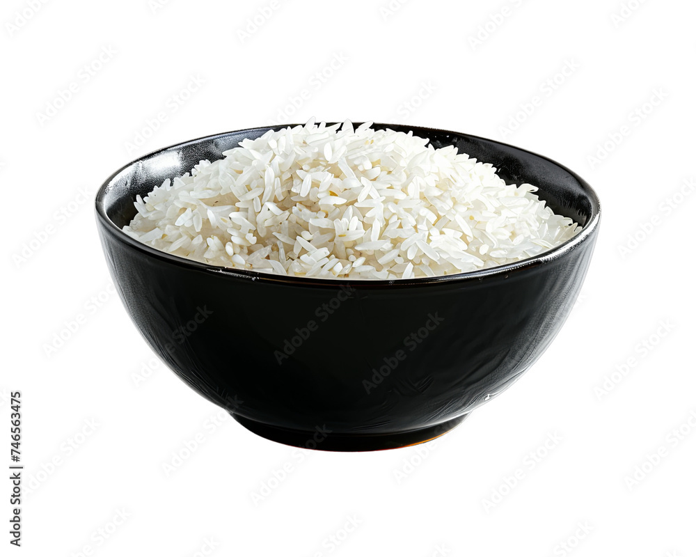 Black bowl of rice isolated on transparent background Black bowl of rice isolated on transparent background