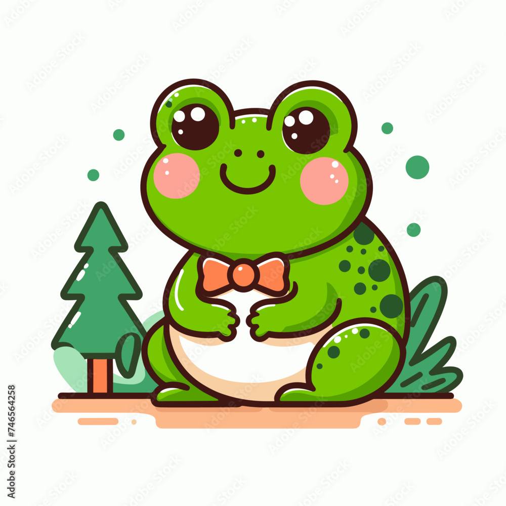 Fototapeta premium fat frog cartoon kid illustration book story sticker