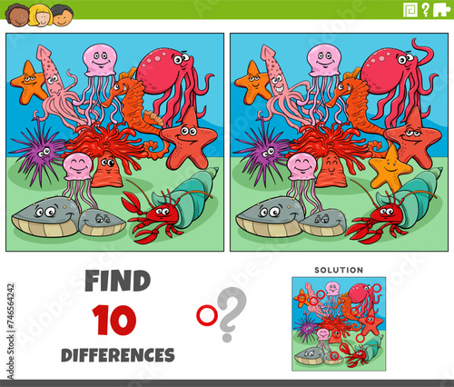 differences activity with cartoon marine animals group