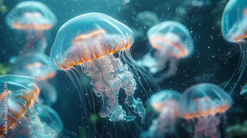 Underwater Elegance: Close-Up of Jellyfish © Julia