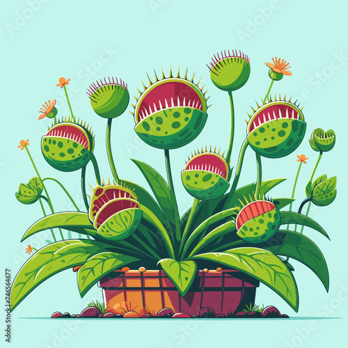 Nepenthes spp carnivorous plants flat vector photo