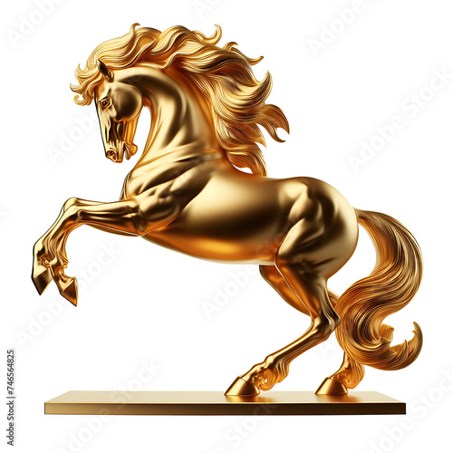 golden horse isolated on transparent background