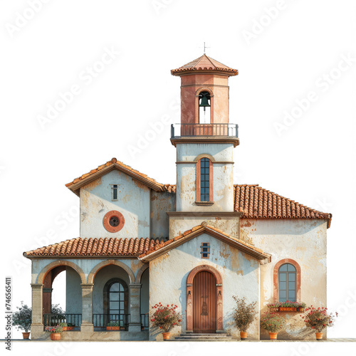 church bell tower isolated on transparent background, element remove background, element for design.