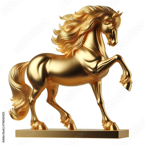 golden horse isolated on transparent background