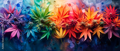 Colorful background with cannabis leaves and buds  weed  marijuana  legalize it