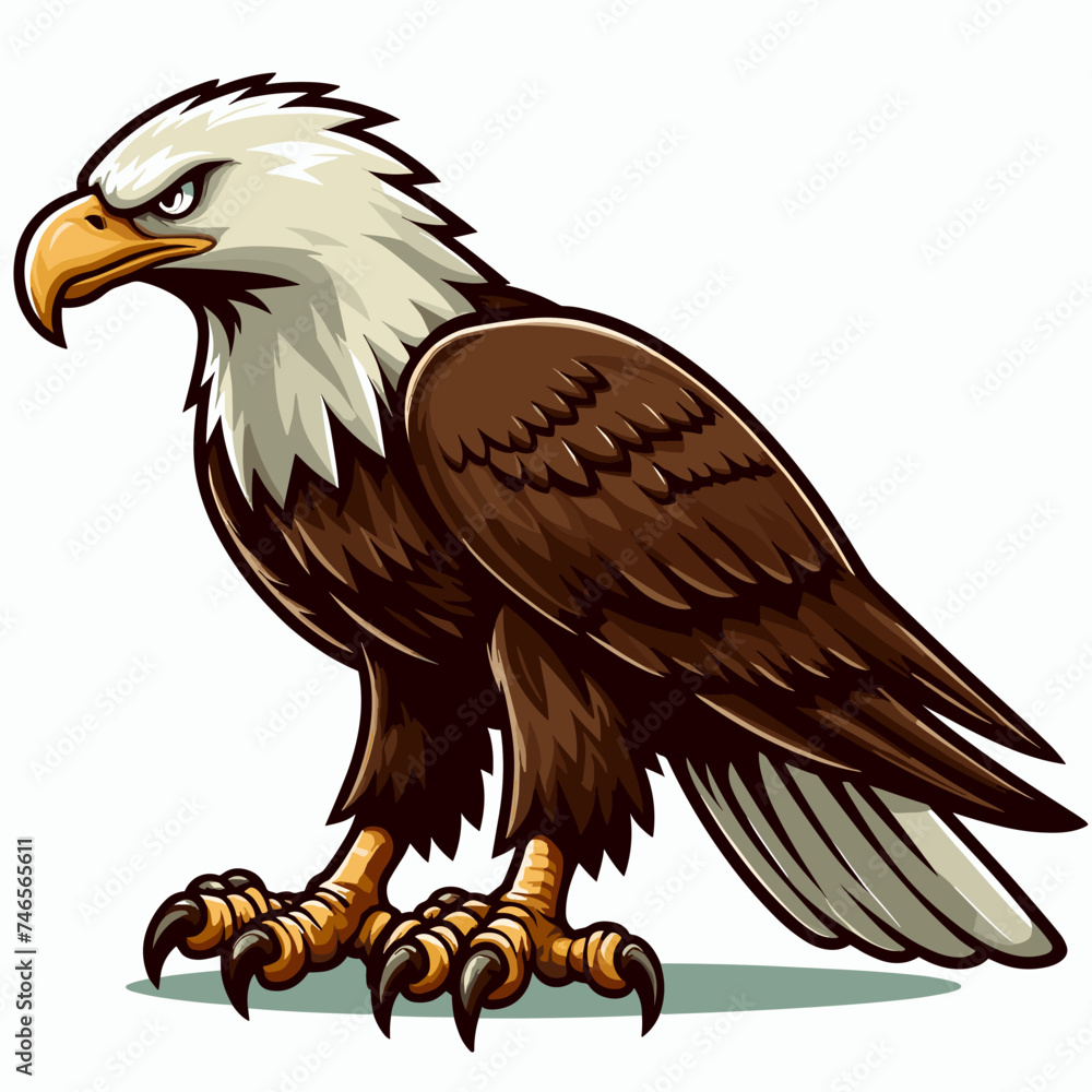Obraz premium angry Bald Eagle vector cartoon illustration