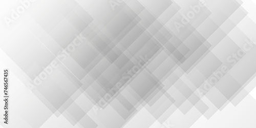 Abstract minimal geometric white and gray light background design. white transparent material in triangle diamond and squares shapes in random geometric pattern. © Alibuss