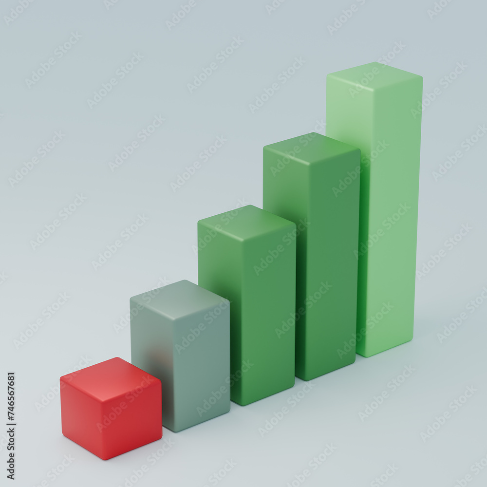 Infographic design. Column rising up. 3d render. Infographic design. Column rising up. 3d render.