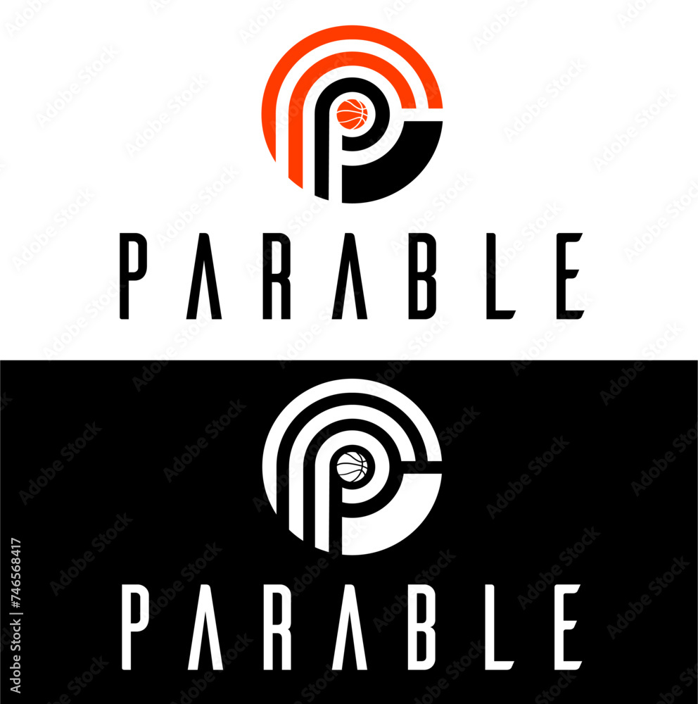 Basketball logo design | P logo design as basketball