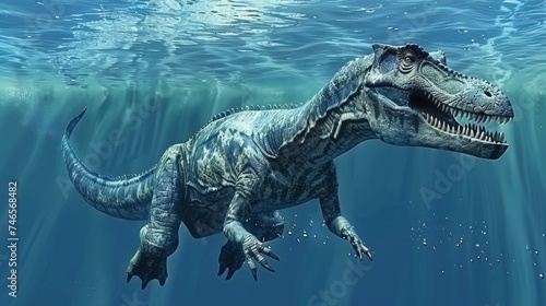 mosasaurus swimming underwater in the prehistoric sea © urdialex