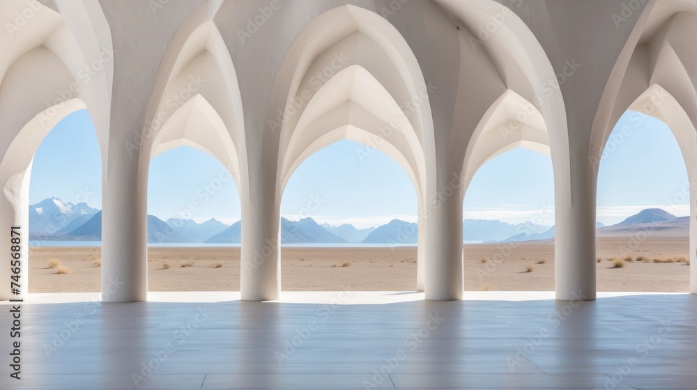 Medieval architecture featuring arches and columns, reminiscent of historic European landmarks and palaces, under a bright sky. create with ai Medieval architecture featuring arches and columns, reminiscent of historic European landmarks and palaces, under a bright sky. create with ai