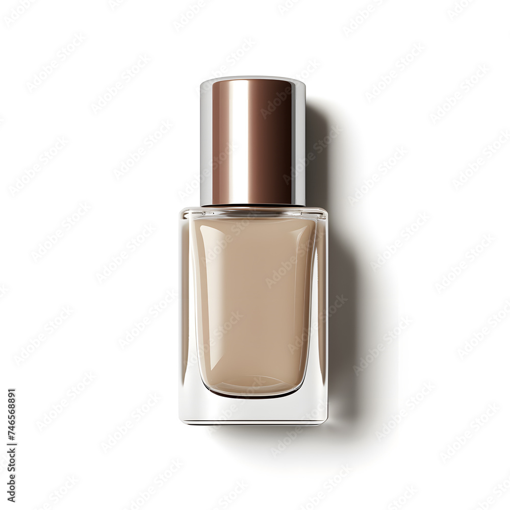 Beige Nude nail polish bottle isolated on white background Beige Nude nail polish bottle isolated on white background